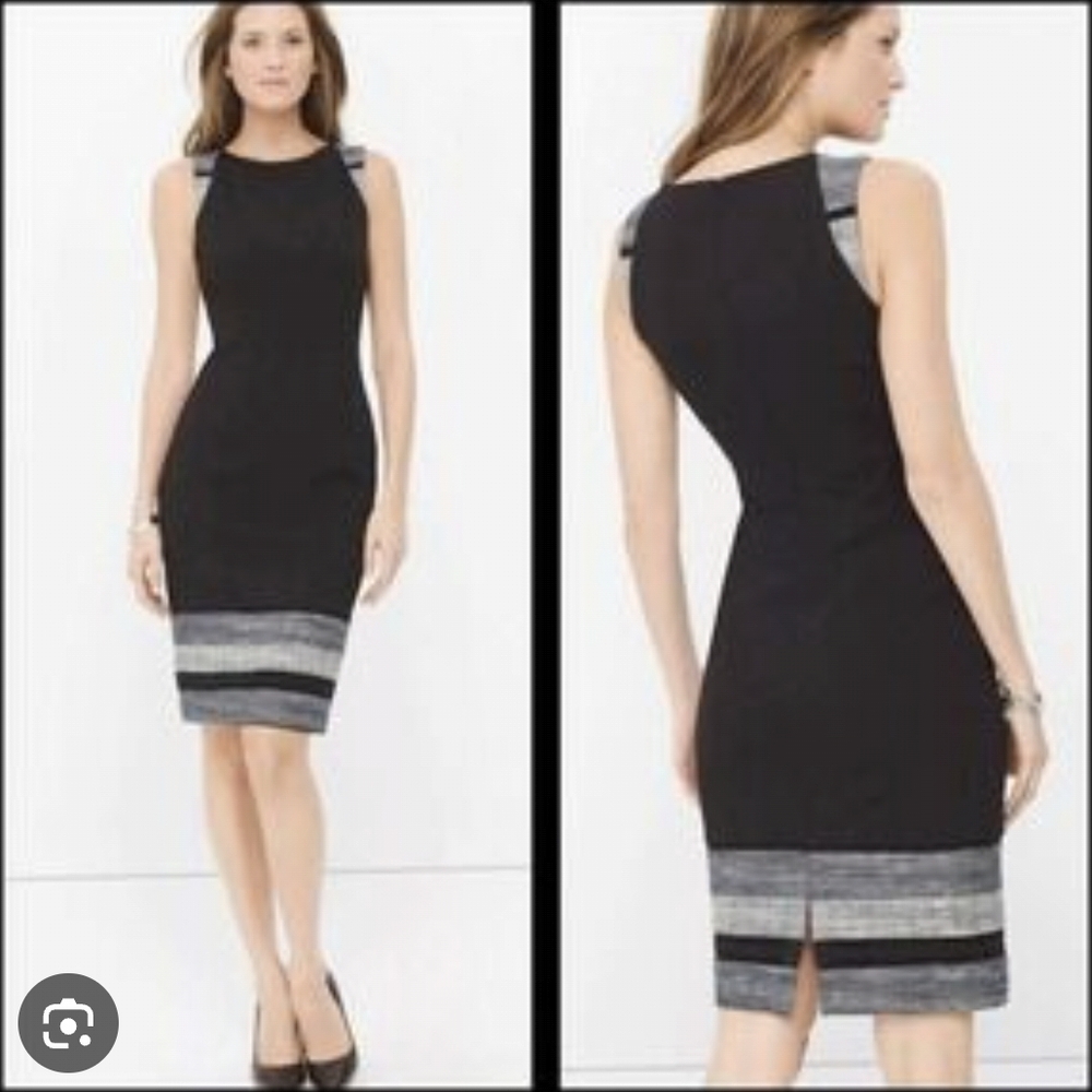 White House Black Market Black and Gray Midi Dress